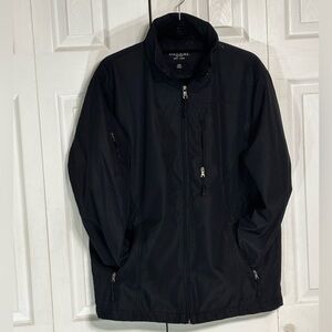 Haggar Men’s Black Zip-Up Jacket Medium Lightweight Polyester